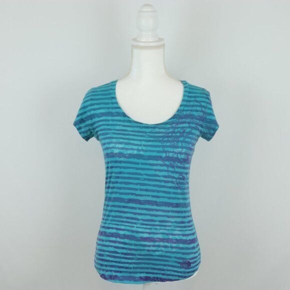 The North Face Women's Small Blue Purple Scoop Neck Burnout Short Sleeve Tee - Picture 1 of 8